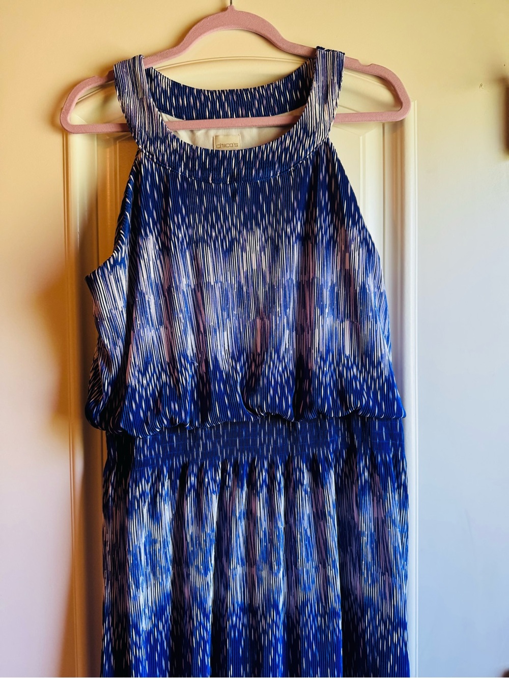 Chico's Blue & White Sleeveless Maxi Dress - Picture 3 of 5
